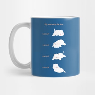 Lazy White Cat Morning Routine Mug